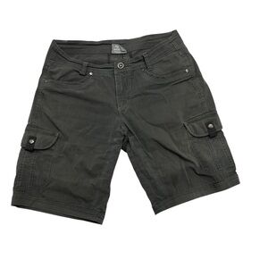 Kuhl Vintage Patina Dye olive green 9” inseam cargo hiking shorts